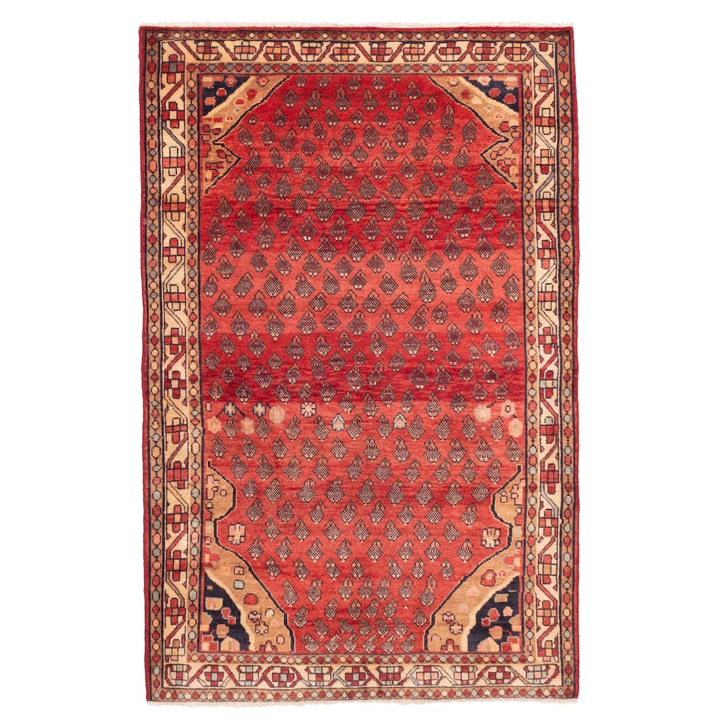 ECARPETGALLERY Hand-knotted Andelz Red Wool Rug - 4'6 x 7'1