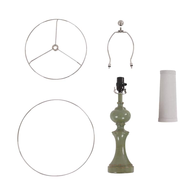 Traditional Green 19.5" Poly Table Lamp (Set of 2)