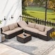 preview thumbnail 33 of 66, EROMMY 6/7 Piece Modular Outdoor Rattan Sofa Set, All-Weather Wicker Patio Furniture with Storage Table, Cushions & Pillows 7 Pcs - Khaki
