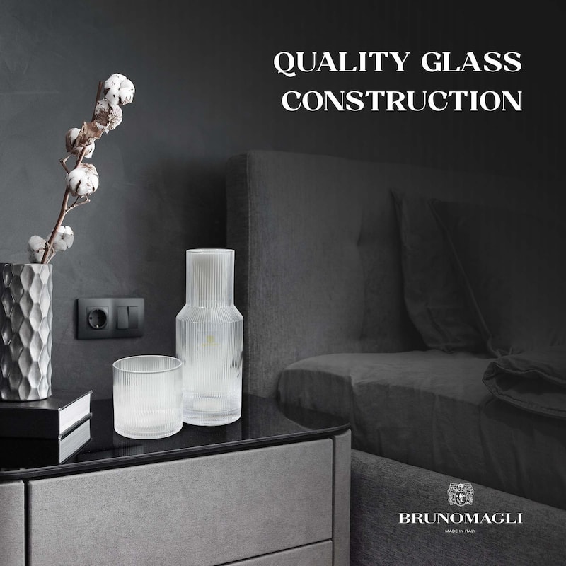 Bruno Magli Ribbed Carafe with Tumbler Lid - 28 oz