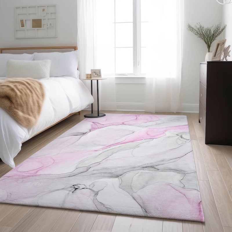 Premium Washable Super Soft Modern Watercolor Mayfield Rug - Pink - 2' 6" x 3' 10" - Rectangle