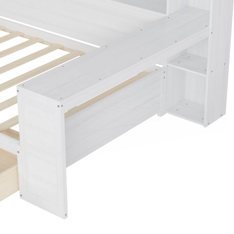 Wooden Twin Size Daybed with Storage Shelves