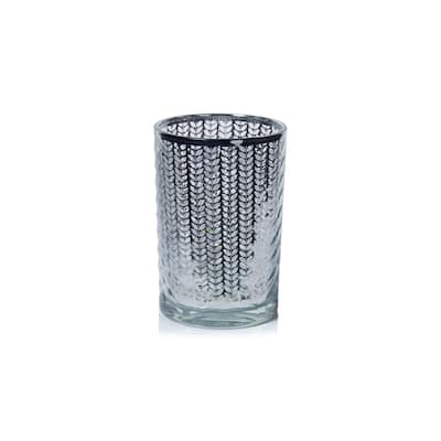 Laser-Etched Metallic Glass Hurricane Candle Holder
