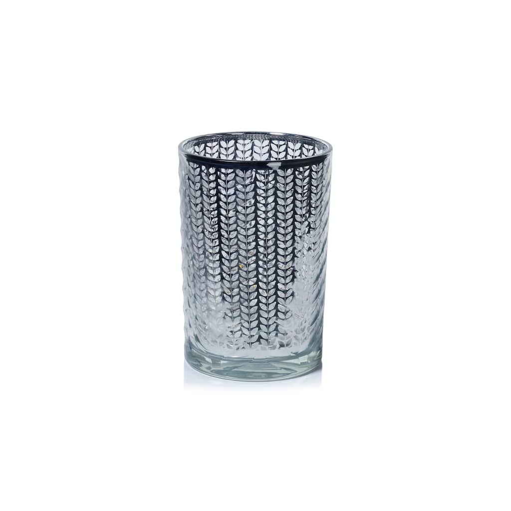 Laser-Etched Metallic Glass Hurricane Candle Holder