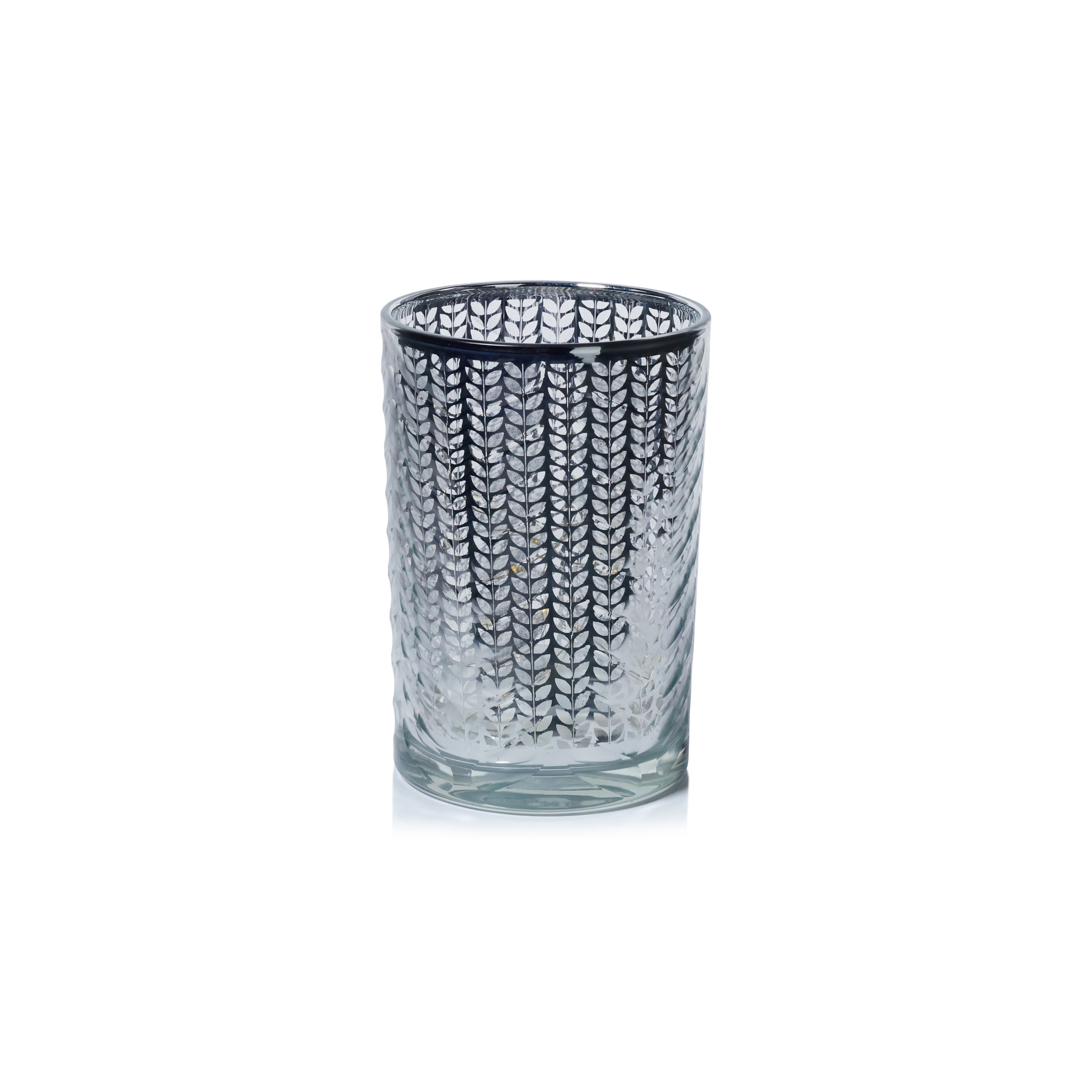 Laser-Etched Metallic Glass Hurricane Candle Holder