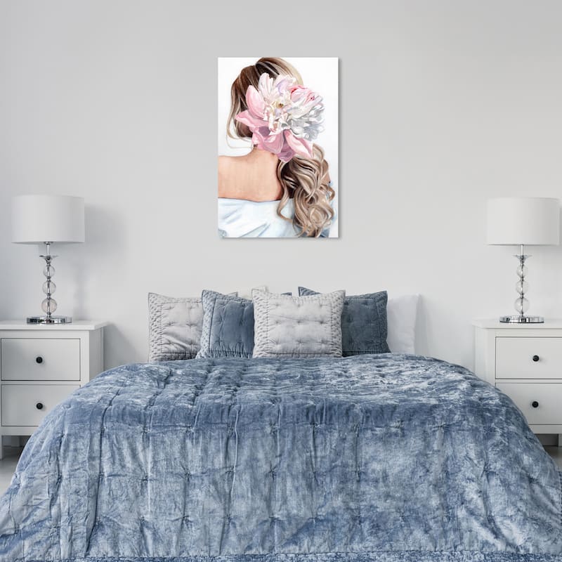 Wynwood Studio Fashion and Glam Beautiful Hair White and Pastel Pink Traditional Wall Art Canvas Print - 36 x 24
