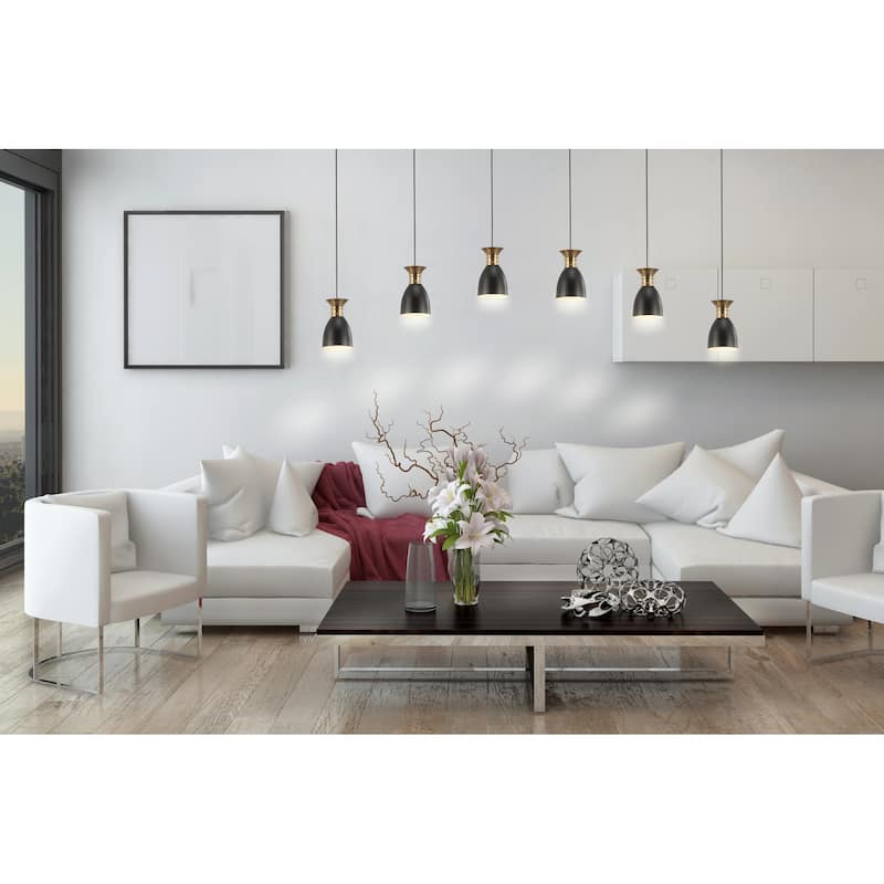Edison Linear Metal LED Cluster Pendant, Black/Gold by JONATHAN Y