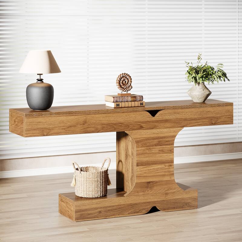 63-Inch Wood Console Sofa Hallway Foyer Table for Entryway