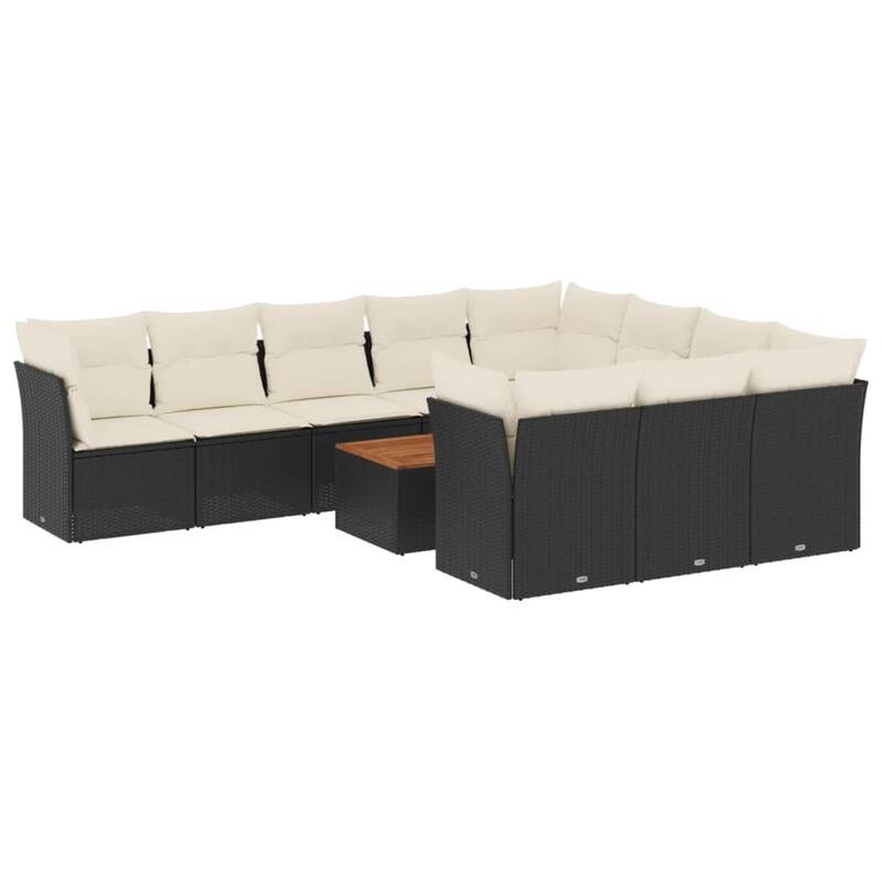 vidaXL Patio Sofa Set with Cushions Outdoor Furniture 11 Piece Poly Rattan - 21.7 x 21.7 x 14.6