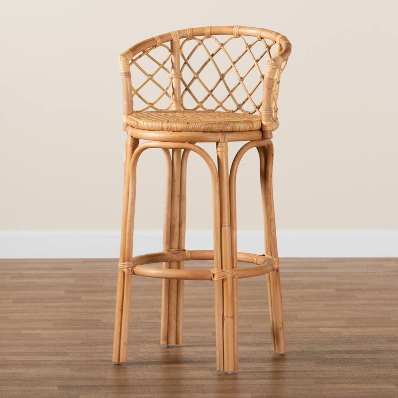 Orchard Modern Bohemian Natural Brown Rattan Bar Stool