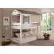 preview thumbnail 4 of 4, Twin over Twin Size Solid Wood Bunk Bed with Roof and Ladder for Kids, Boys and Girls, Bedroom White