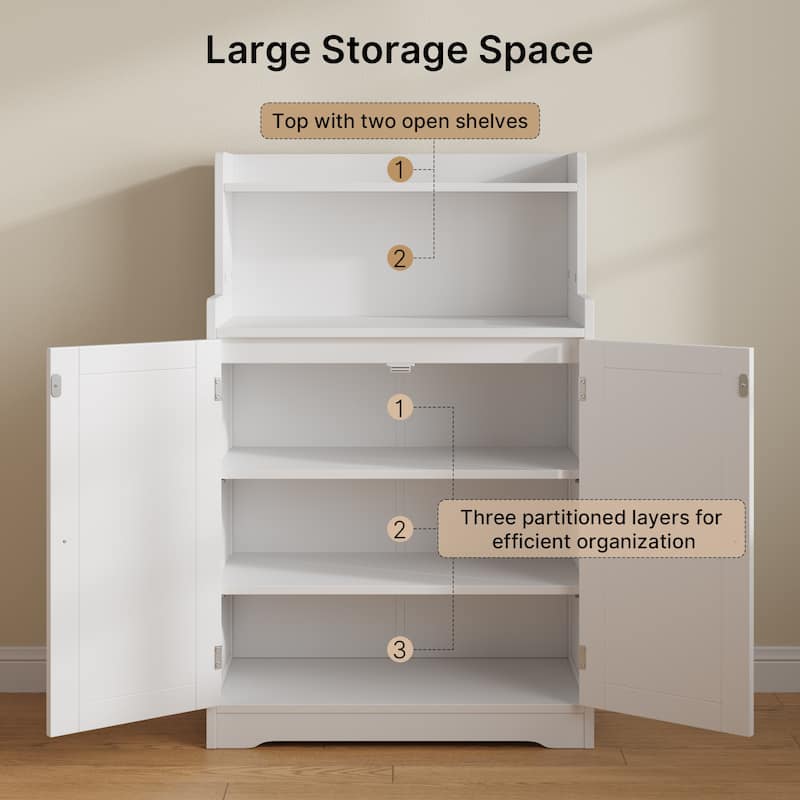40" H Bathroom Storage Cabinet, Freestanding Organizer with 2 Doors, 2 Adjustable Shelves