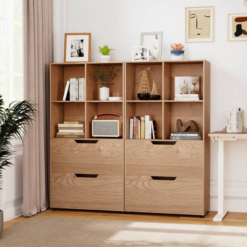 Costway 51” 5-Tier 4-Cube Bookcase with 2 Drawers for Living Room, - See Details