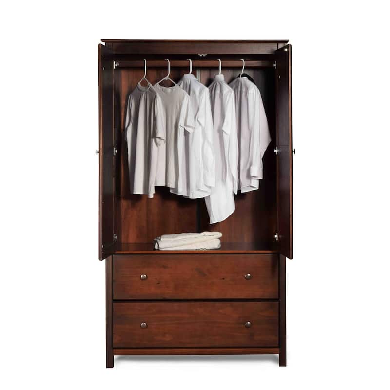 Grain Wood Furniture Shaker 2-Door Solid Wood Armoire - 41x72x22