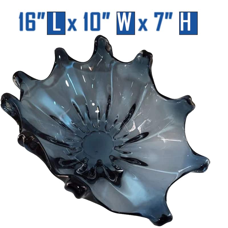Elegant Sculptural Glass Bowl Centerpiece Decorative Accent 16"x10"