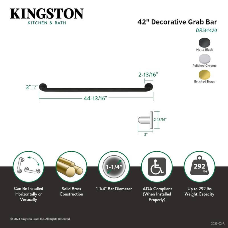 Meridian 42-Inch x 1-1/4-Inch O.D Grab Bar