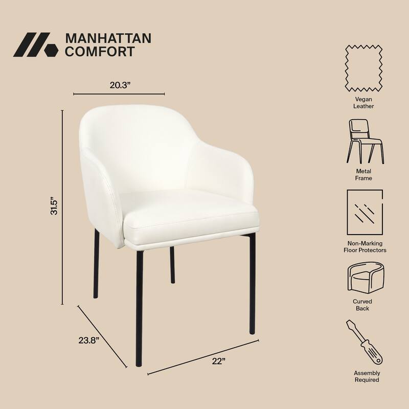 Manhattan Comfort Loft Vegan Leather Metal Armchair - Set of 2