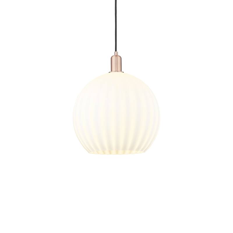 Innovations Lighting 716-1P-18-14 White Venetian Pendant White - Antique Copper / White Venetian