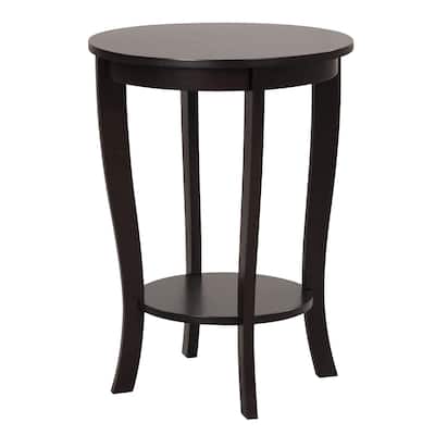 Mid-Century Modern 2-Tier Round End Table with Wood Legs - 18" x 18" x 24.5" (L x W x H)