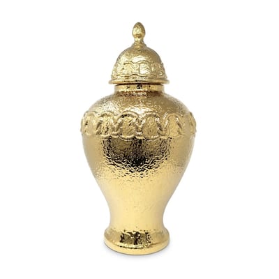 Gold Ginger Jar With Gold Chain Detail