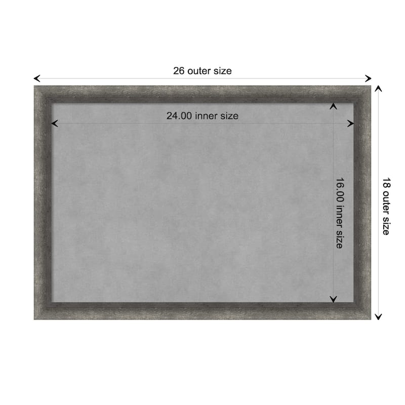 Amanti Art Burnished Concrete Narrow Framed Magnetic Board - Board Size 24x16
