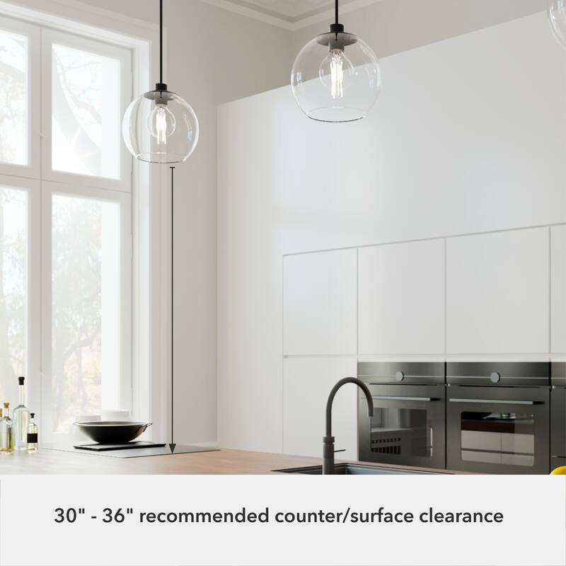 Hunter Xidane 1 Light Clear Glass Pendant or Semi-Flush Light - Kitchen Island, Dining Room, Entry - Glam, Contemporary