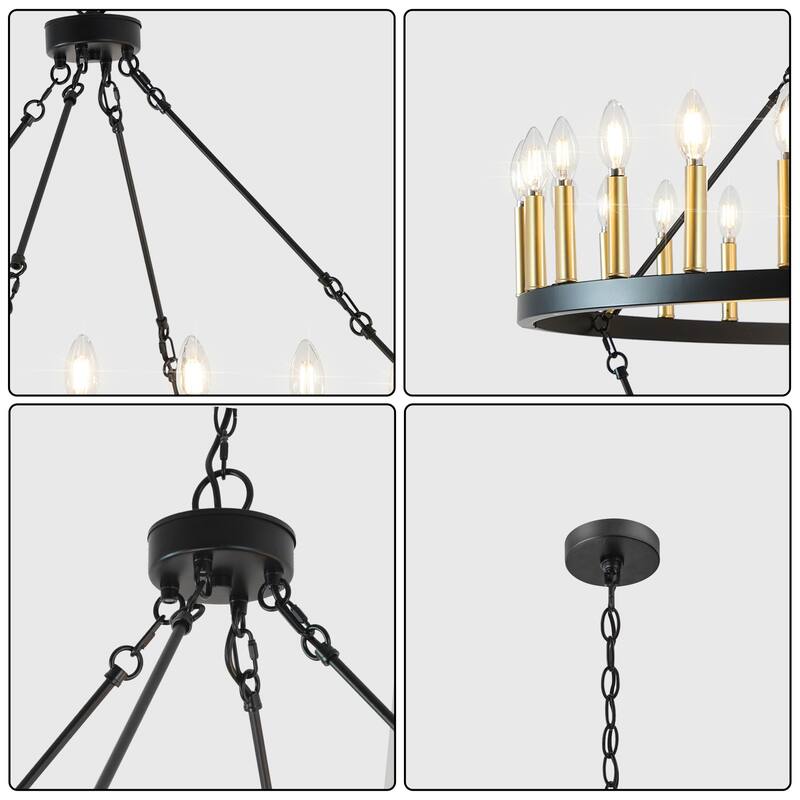 2-Tier Wagon Wheel Chandelier Large Chandeliers For High Ceilings - 56-Light