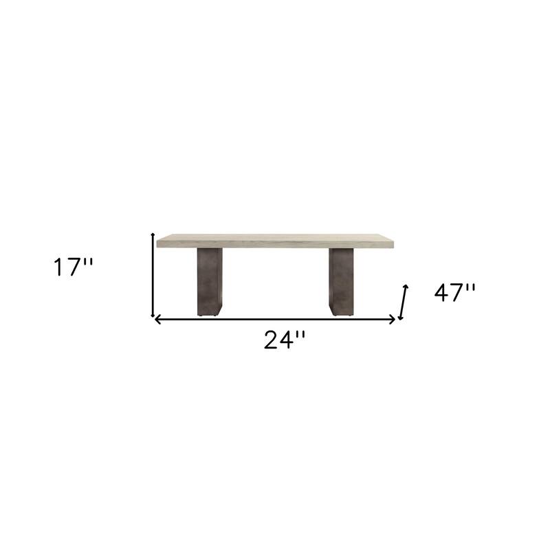 HomeRoots 24" Gray And Brown Concrete And Solid Wood Coffee Table - 24