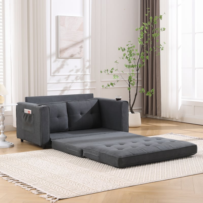 3-in-1 Upholstered Futon Sofa Convertible Floor Sofa bed