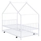 preview thumbnail 41 of 87, Metal House Bed with Trundle and Roof for Kids, Boys and Girls, Bedroom