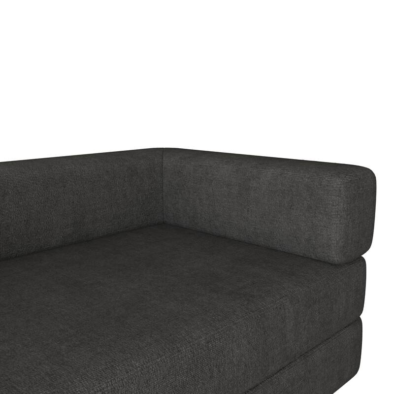 Convertible Floor Sleeper Sofa with Plush Pillows, Mattress Lounge Loveseat, Folding Sofa Bed with Adjustable Armrests