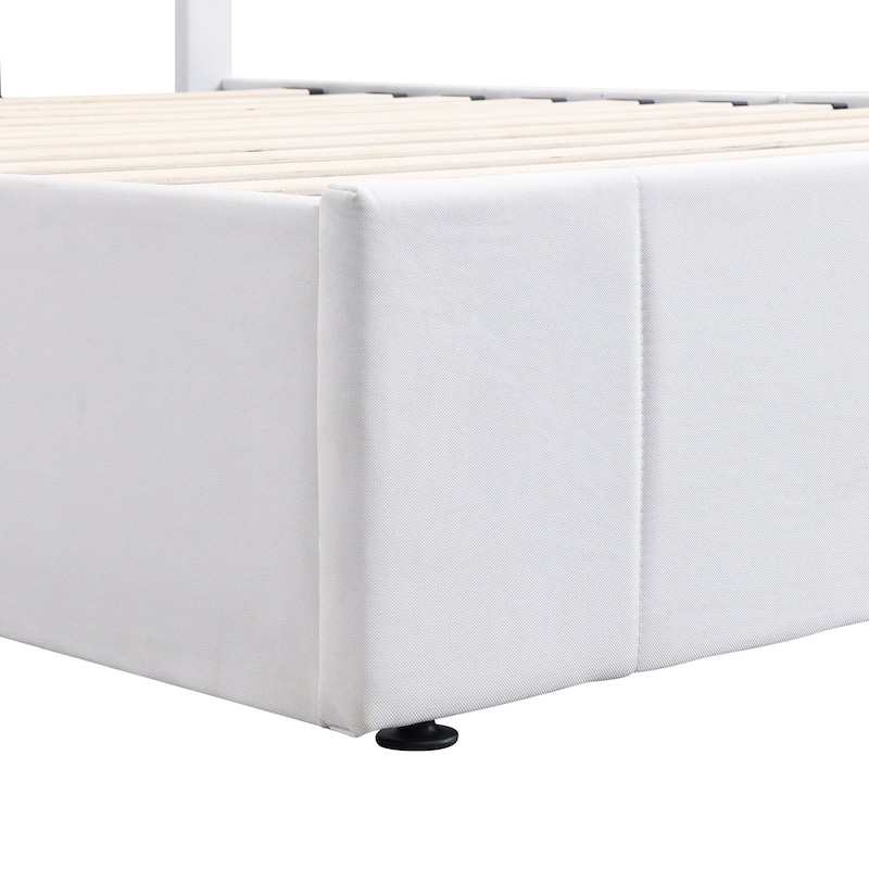 Linen Upholstered Platform Bed with a Hydraulic Storage System