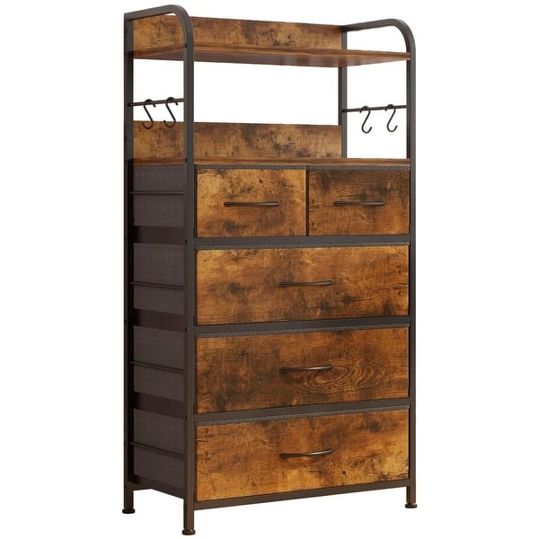 slide 2 of 32, Dresser for Bedroom with 5 Drawers Brown