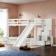 preview thumbnail 2 of 10, Pine Twin Over Full Bunk Bed with Safety Guardrails, White