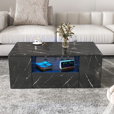 Versatile Modern Coffee Table with LED Lights and Multiple Storage Options