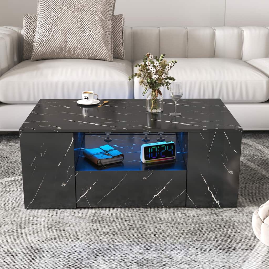 Versatile Modern Coffee Table with LED Lights and Multiple Storage Options