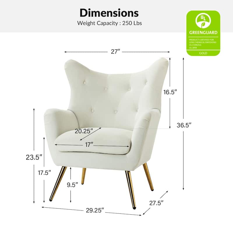 Eusebio Modern Velvet Accent Chair with Tufted Wingback for Living Room Set of 2 by HULALA HOME