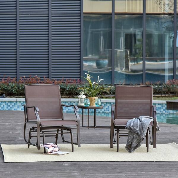 Shop Sylvestere Outdoor Sling Fabric 3 Piece Double Glider Rocker