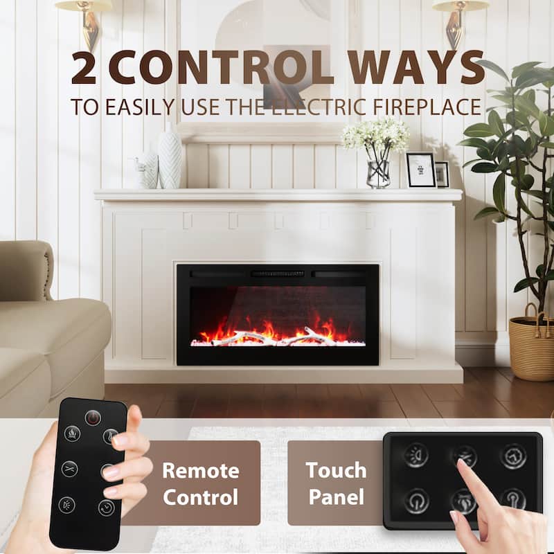 Clihome 30-72Inch Recessed Wall-mounted w/ RC (1500W) Electric Fireplace