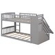 preview thumbnail 19 of 32, Stairway Twin over Twin Wooden Bunk Bed with Two Drawers & Slide - Functional Kids' Bedroom Furniture