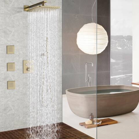 Wall mounted thermostatic shower system with 3 Body Sprays(valve inciued)