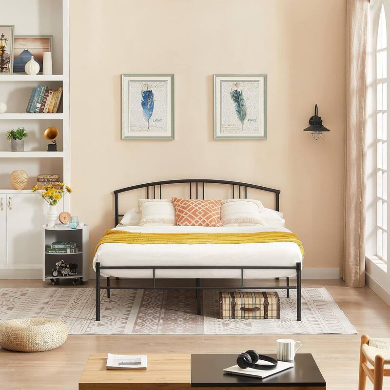 VECELO Bed Frame with Headboard & Metal Slat,Easy Set up- Twin/Full/QueenSize Bed