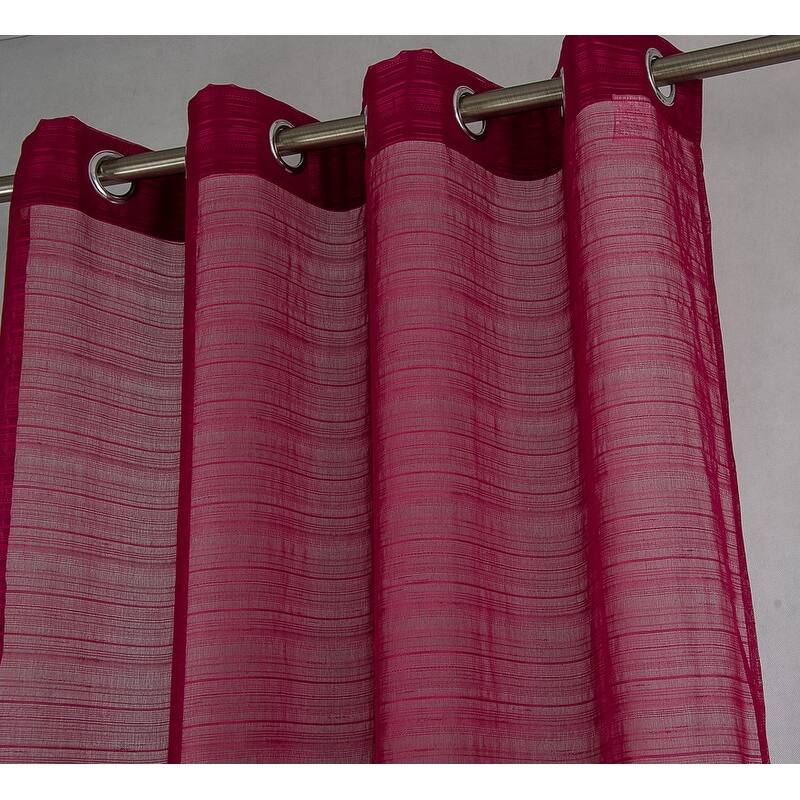 Erica Striped Doily Single Grommet Curtain Panel - (1x) 54 x 90 in. - (1x) 54 x 90 in.