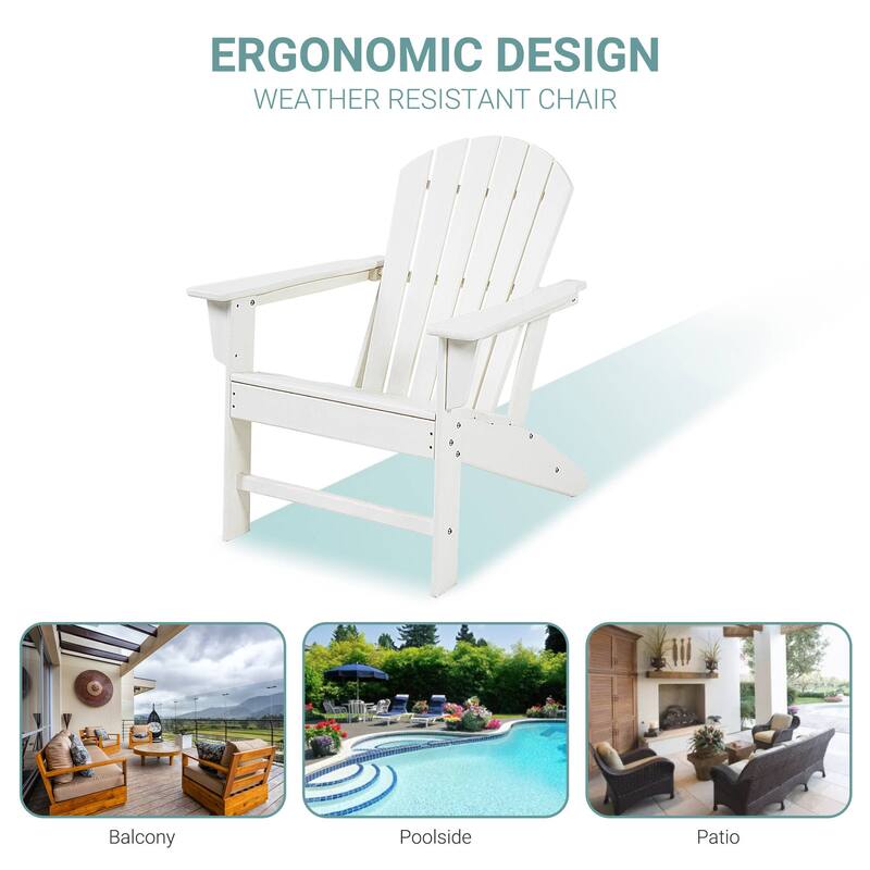 Outdoor Composite Classic Adirondack Chair, All-Weather Resistant Deck Lounge Chair with Ergonomic Design