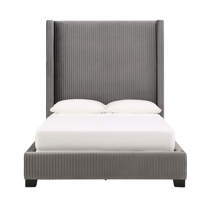 Judith Pleated Velvet Upholstered Wingback Bed by iNSPIRE Q Modern