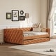 preview thumbnail 3 of 24, Full XL Size Faux Leather Daybed with Trundle and LED