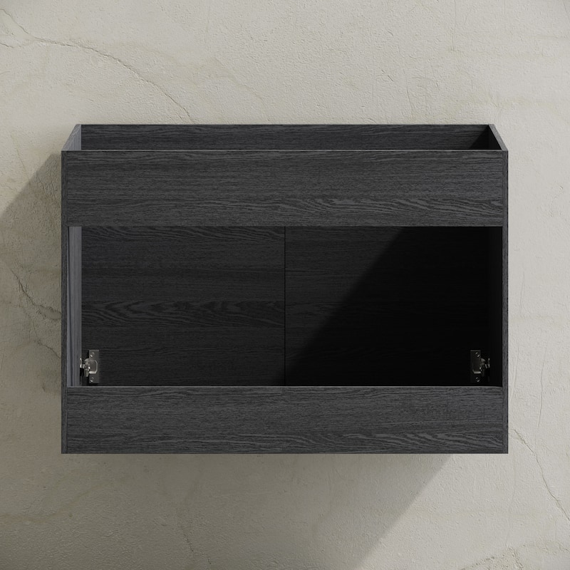 St. Tropez 30" Wall-Mounted Bathroom Vanity Cabinet Without Top In Black Oak - 30