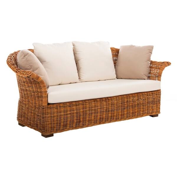 Safavieh Couture Oahu Wicker 2 Seater Sofa Natural Cream 68 5 In W X 30 3 In D X 28 14 In H Overstock 22964944
