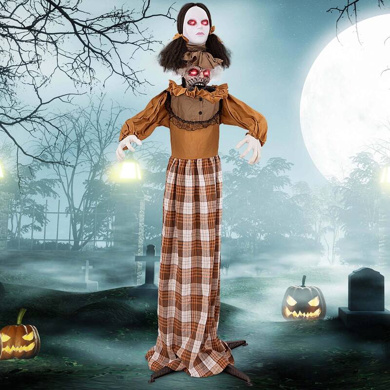 Costway Halloween Animatronics with Red Light Up Eyes Motion & Sound - See Details