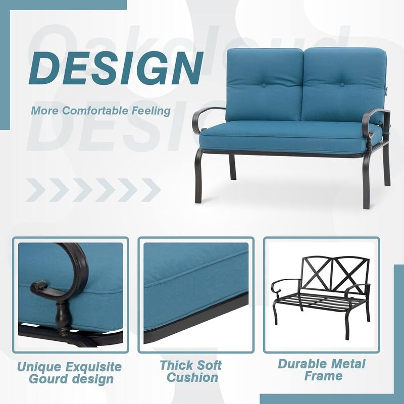 SUNCROWN 5-Piece Outdoor Patio Furniture Conversation Set, Garden Bench and 2 Spring chair with 2 Coffee Table